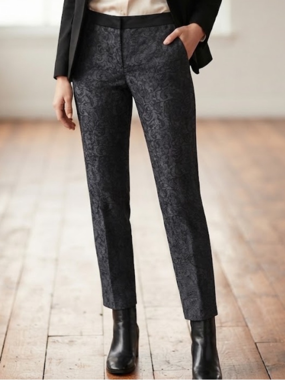 Halogen Quinn Fit Jacquard Lace Ankle Pants Business Casual Size 12